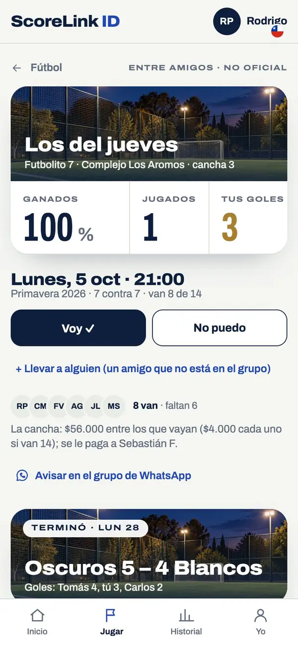 Fútbol entre amigos: el partido del jueves, quién va y la cancha