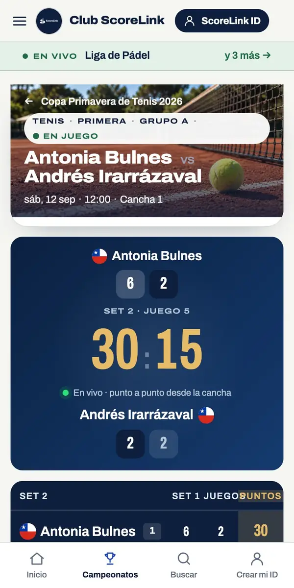 Tenis en el celular: un partido en vivo, punto a punto